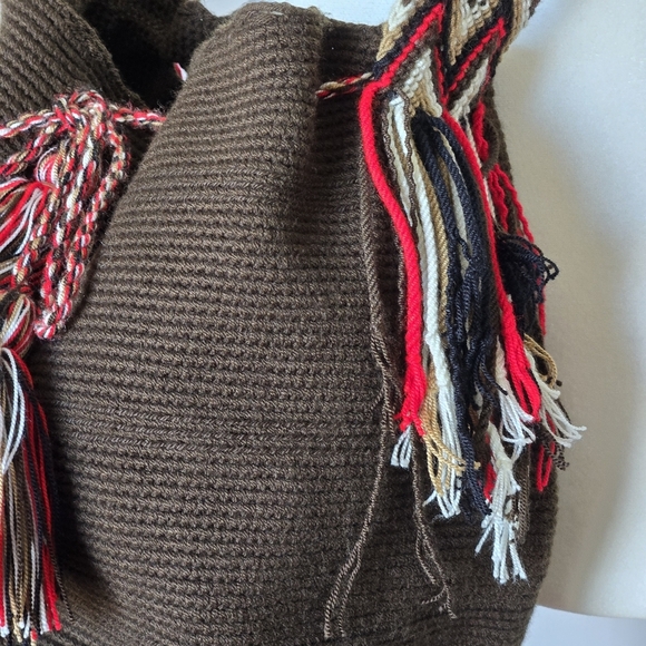 Wayuu Tribe Rio Wayuu Bag Brown Boho Bucket Tassel Crochet - Picture 9 of 10